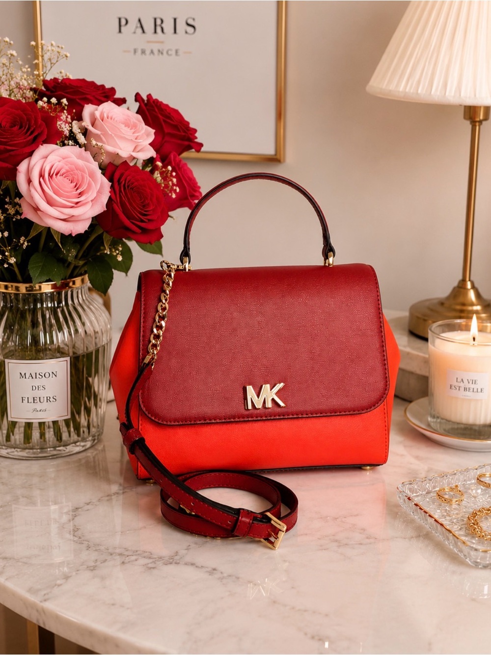 Michael Kors Red and Orange Satchel - Picture 3 of 14